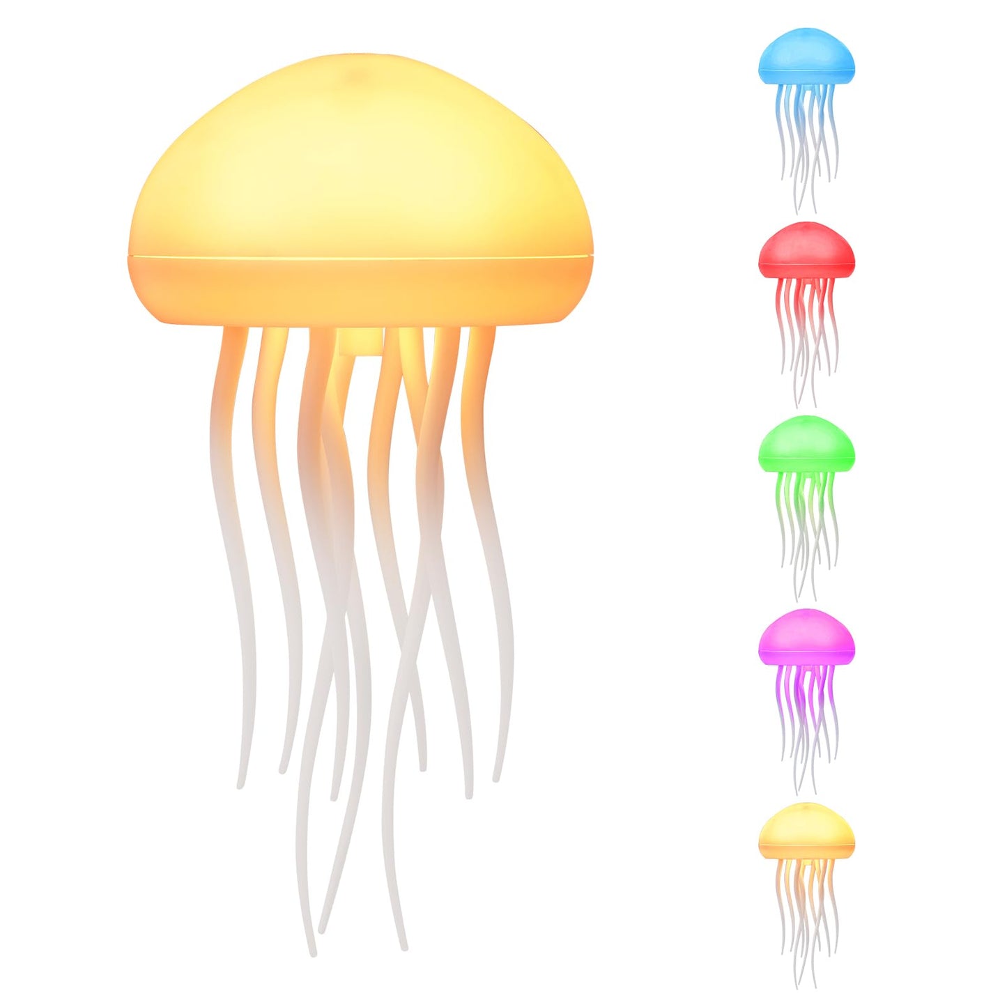 BomKra Jellyfish Lamp, Voice Control Jellyfish Lamp with Dancing Legs, RGB Gradient Jellyfish Bedside Lamps, Rechargeable Jellyf