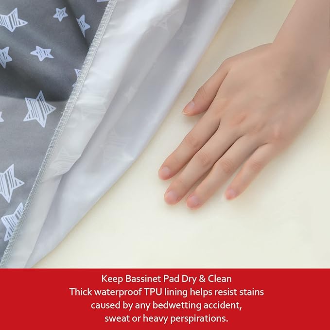 Bedside Sleeper Bassinet Sheets Waterproof 2 Pack Compatible with Mika Micky & MiClassic & Milliard Bassinet, Fit Most Bedside Sleeper Bassinet Mattress, Grey&White