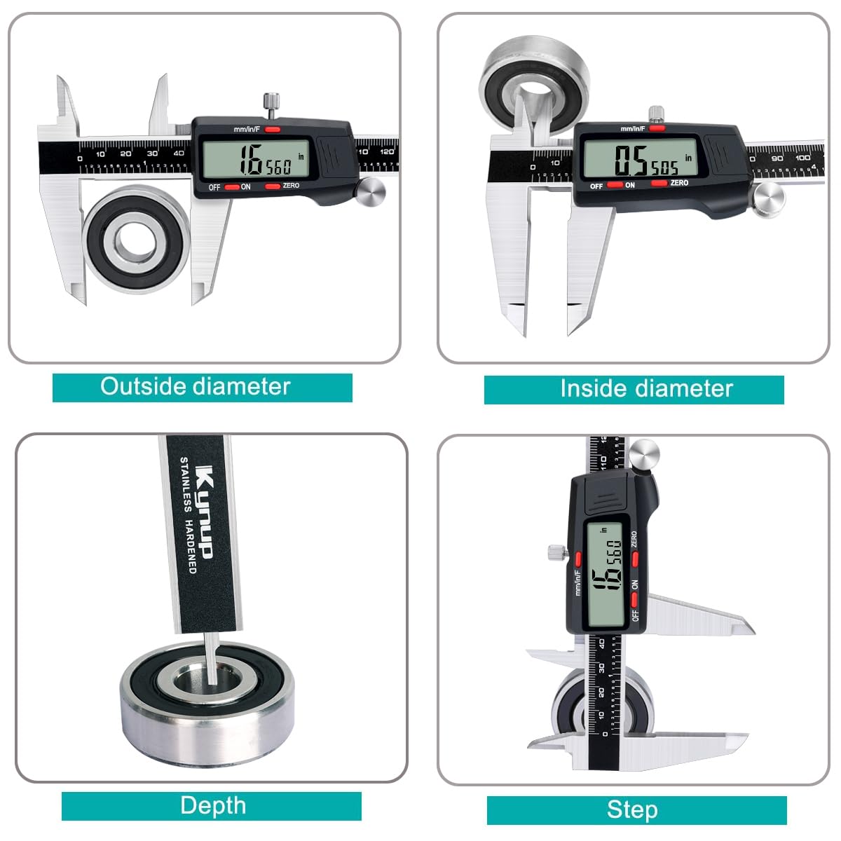 Kynp Digital Caliper, 8 Inch Micrometer Caliper Tool, Vernier Caliper Gages with Stainless Steel Body, Large LCD Screen, Auto - Off Feature, Inch Metric Fraction Conversion (200mm)