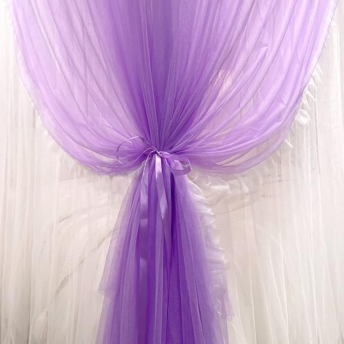 Mengersi Canopy Bed Curtains with Lights,4 Corner Bed Canopy Royal Luxurious Bed Drapes Netting,Princess Bed Curtains for Girls Adults Bedroom Decoration (Purple, King)