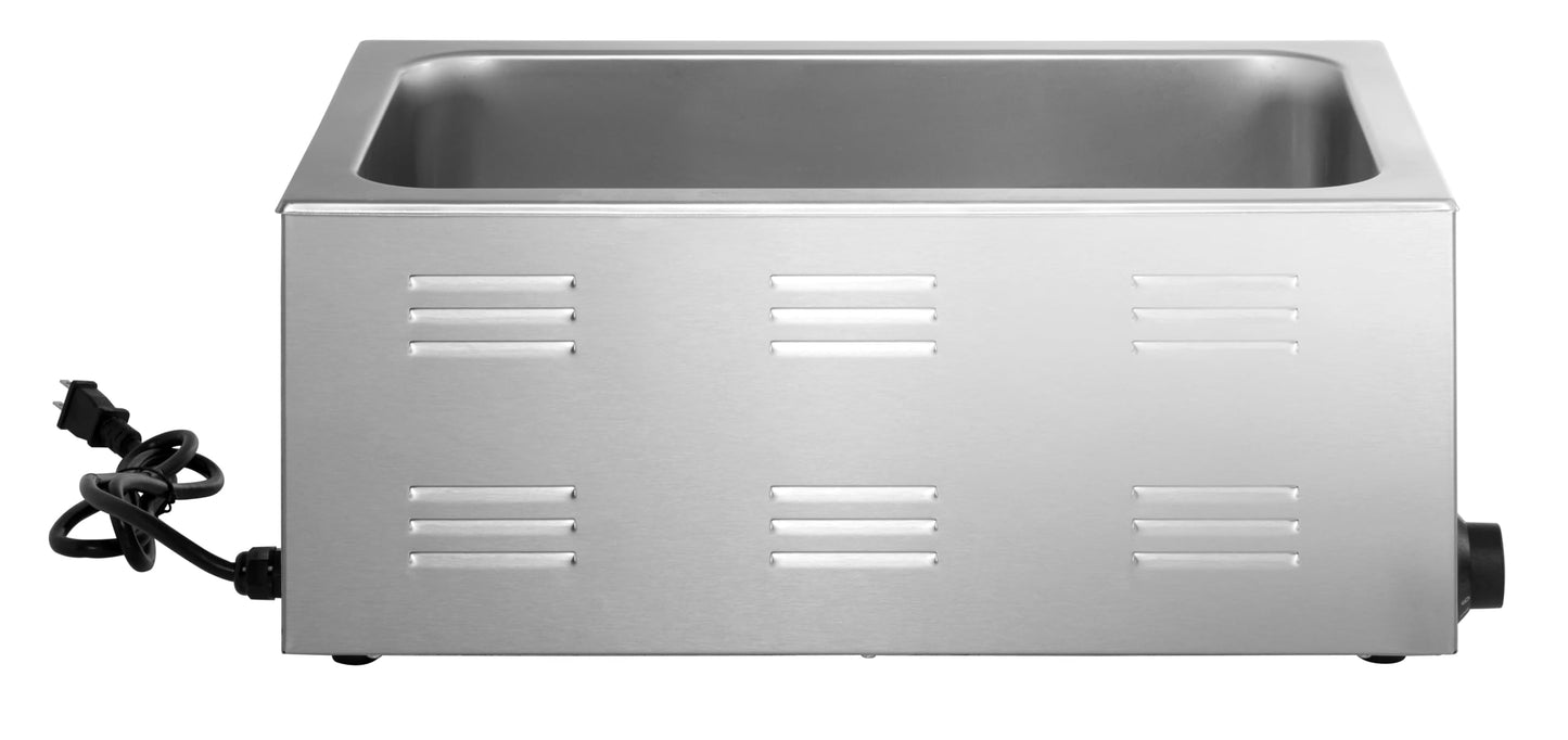 Kratos Commercial Electric Countertop Food Warmer and Cooker, 120V, 1500 Watts, Stainless Steel Portable Steam Table, Fits a 12" x 20" Food Pan (28W-169)
