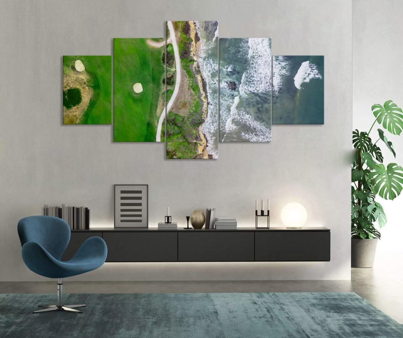 San Francisco California Golf Links Wall Art for Living Room Bedroom Bathroom Home Decorations Half Moon Bay Golf Links Pictures Posters Framed Artwork Canvas Prints Ready to Hang(50''W x 24''H)