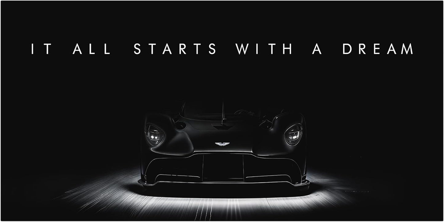 Motivational Wall Art for Office, Super Car Art Canvas, Inspirational Automotive Decor for Aston Martin Valkyrie Sportscar Lovers, Motivational Wall Decor for Office and Home, Car Poster (8" x 8" in)
