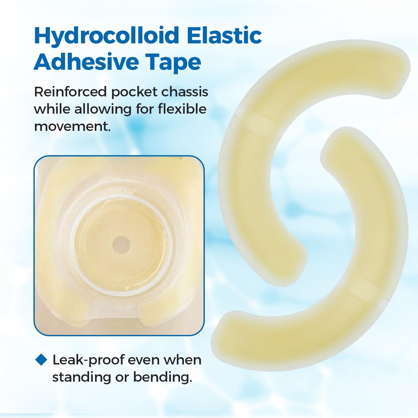Sunliech 20 Pcs Elastic Ostomy Barrier Strips, Medical Grade Hydrocolloid, Ostomy Supplies, Skin Adhesive Ostomy Barrier Tape, Waterproof Leak for Ostomy Bag Ostomy Colostomy Ileostomy Supplies