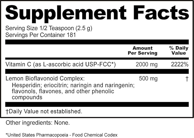 NutriBiotic - Ascorbic Acid with Bioflavonoids Powder, 16 Oz | Highly Soluble Antioxidant & Collagen Support Supplement | 2000 Mg Vitamin C with Lemon Bioflavonoid Complex | Vegan, Gluten & GMO-Free