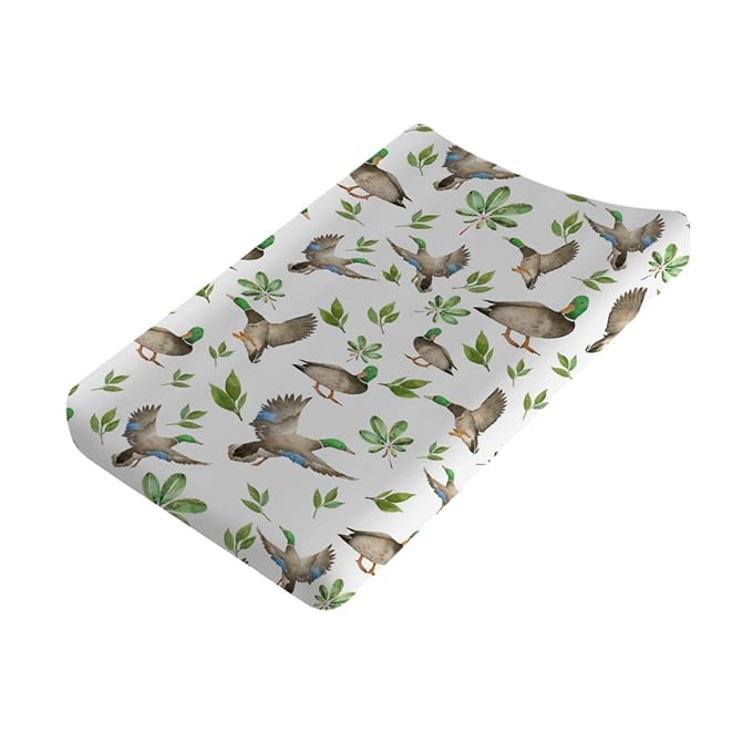 Baby Hunting Wild Duck Leaves Changing Pad Covers for Baby Boys or Girls 32''x16'' Mallard Ducks Unisex Fitted Changing Table Sheets Comfort Soft Breathable Baby Diaper Changing Table Mats