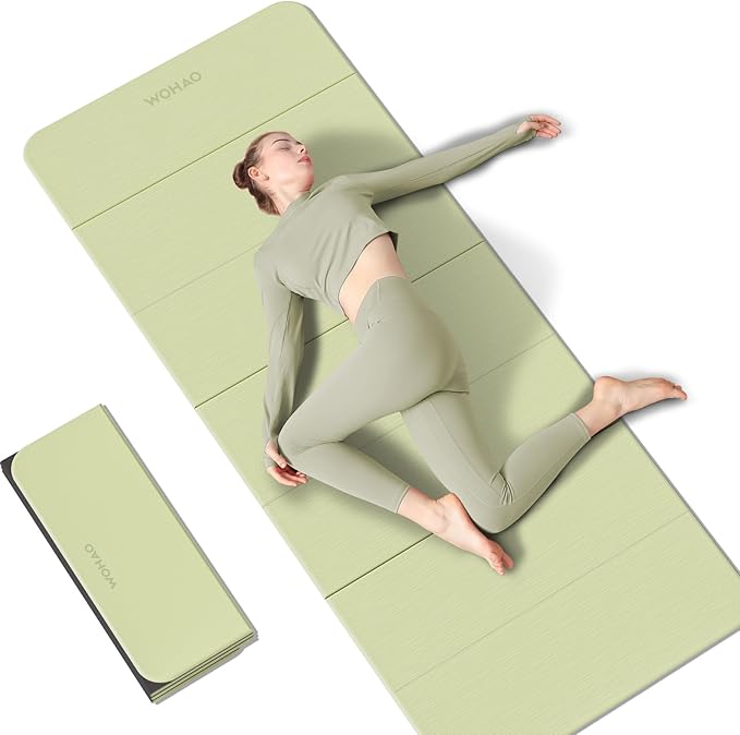 WOHAO 7-Fold Yoga Mat 70"x24" - 1/2 Inch Thick Folding Exercise Mat, Compact Non-Slip TPE Mat for Travel, Storage, Yoga & ...
