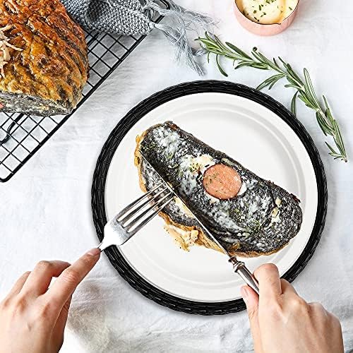 Paper Plate Holders, 9/10 Inch paper plate holders reusable Black Plastic Heavy Duty supports for Picnic Party Dinner 4 Packs