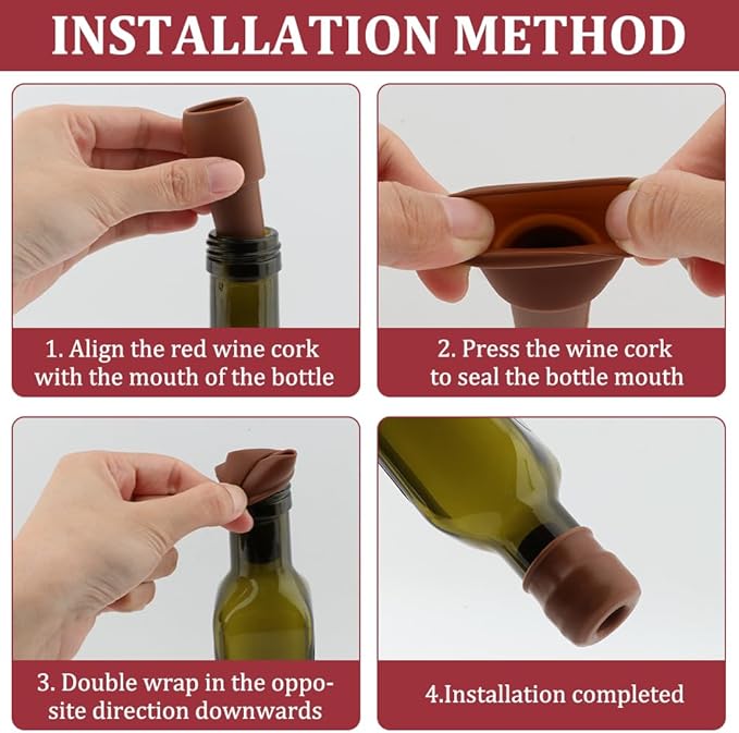 4 PCS Wine Stoppers for Wine Bottles, Reusable Sparkling Wine Bottle Stopper Wine Sealer, Silicone Wine Stopper Wine Bottle Stopper for Beer Champagne Prosecco(4 Color)