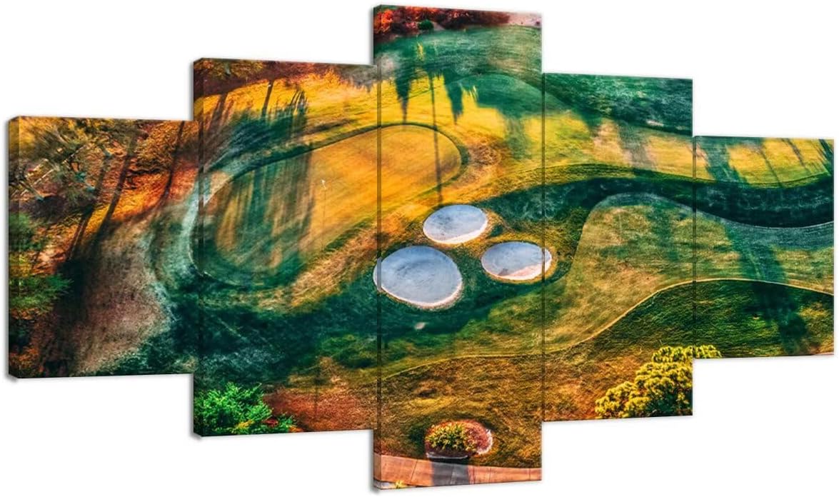 chenchenArt Florida Regatta Bay Golf Course Wall Art for Living Room Bedroom Bathroom Home Decorations Golf Course Pictures Posters Canvas Prints Modern Artwork Framed Ready to Hang(50''W x 24''H)