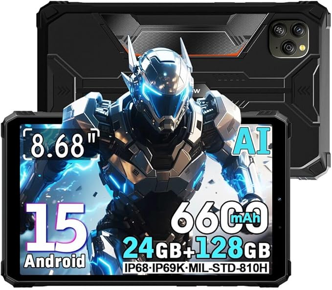 Blackview Active 5 AI Rugged Tablet 2026, 8.68" HD+ 90Hz Android 15 Waterproof Tablet, 24GB+128GB/2TB Outdoor Tablets,16M...