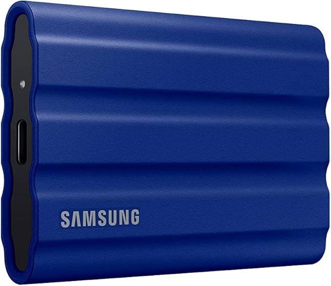 SAMSUNG T7 Shield 1TB, Portable SSD, up to 1050MB/s, USB 3.2 Gen2, Rugged, IP65 Rated, for Photographers, Content Creators and Gaming , External Solid State Drive (MU-PE1T0R/AM, 2022), Blue