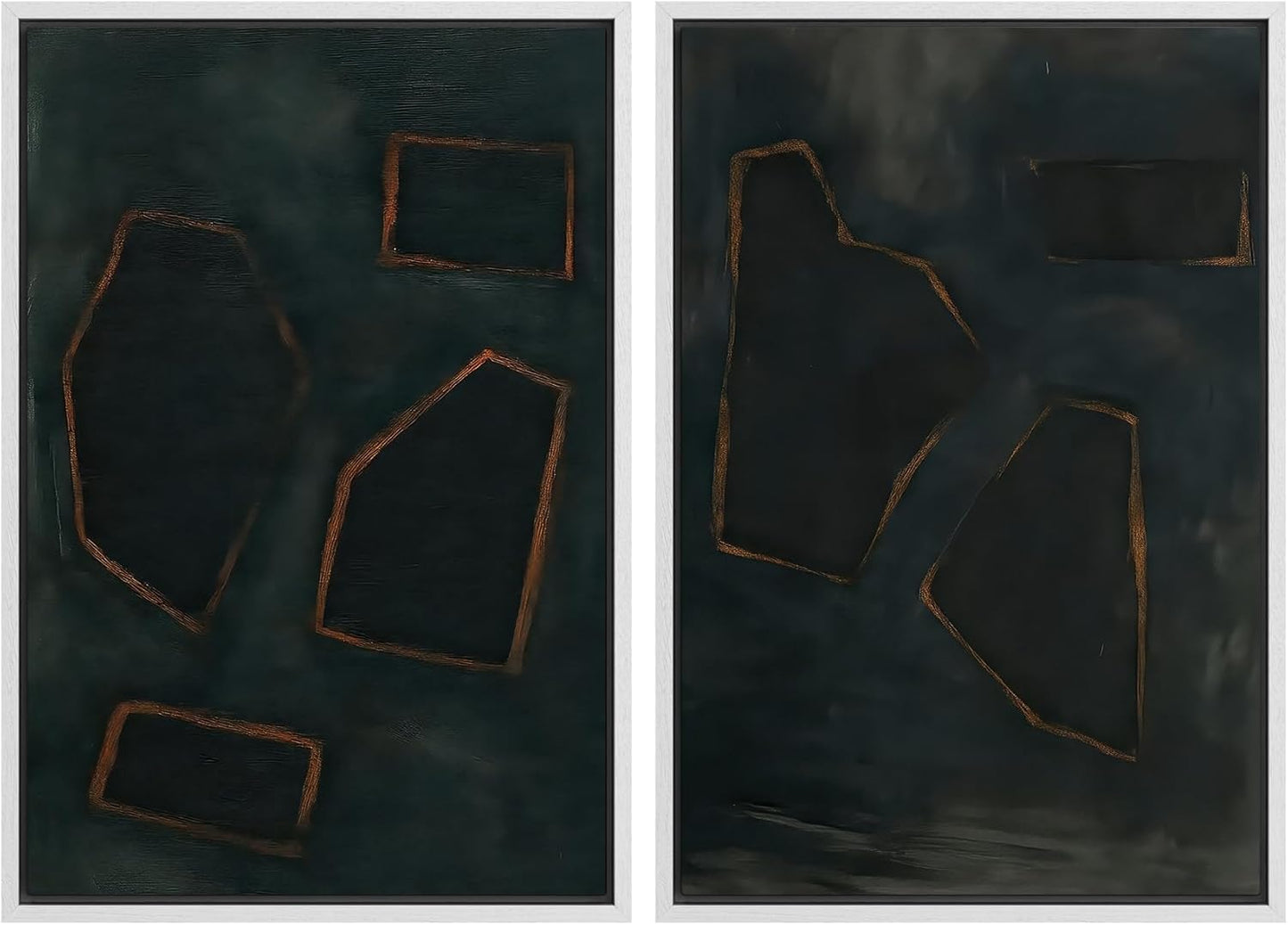 SIGNWIN Framed Wall Art Print Set Dark Geometric Abstract Modern Minimalist Shapes Illustrations Modern Art Rustic Relax/Calm Multicolor for Living Room, Bedroom, Office - 16"x24"x2 WHITE