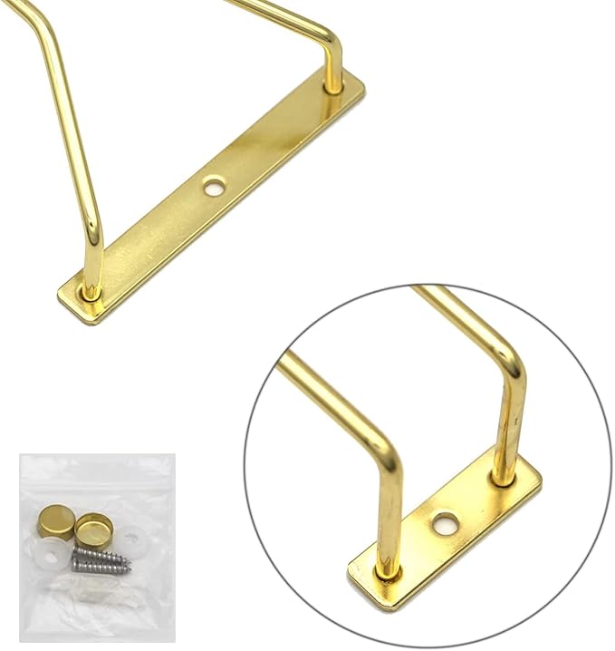 14-Inch Gold Wine Glass Rack, Under Cabinet Wine Glass Holder Stainless Steel Stemware Rack - Hanging Stemware Holder for Cabinet Kitchen Bar, Set of 2