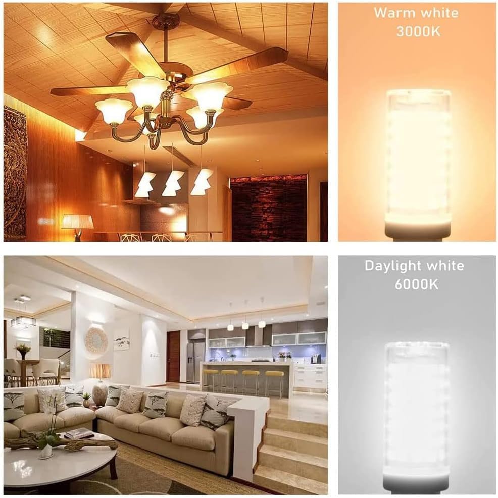 Haoguais 2-Pack E11 Led Light Bulbs  E11 Mini Candelabra Base  Daylight White 6000K 75W Halogen Equivalent  120V 7W Jd T3 T4 Corn Bulb Indoor Lighting