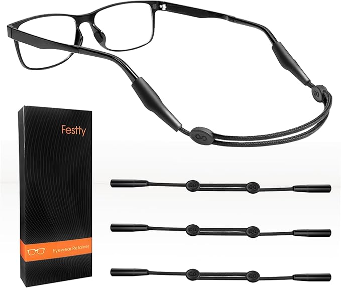 Festty Glasses Strap Sports 3 pcs, Eyeglasses Strap Holder for Kids Women Men, Adjustable Sunglasses lanyard string chain，...