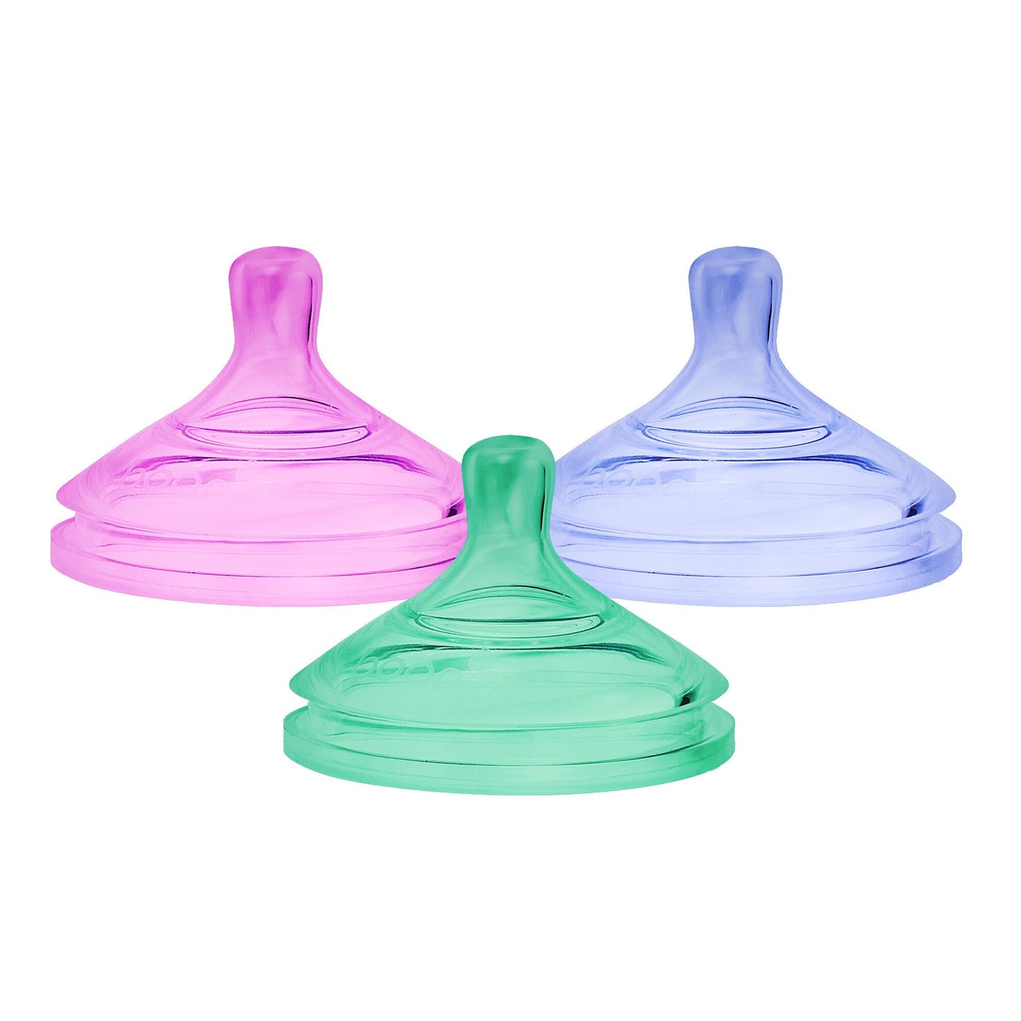 Boon Nursh Platinum Food-Safe Silicone Baby Bottle Nipples - Fast Flow - Baby Bottle-Feeding Supplies Fits All Boon Nursh Bottles - Colorblock - 3 Count - Ages 6 Months and Up