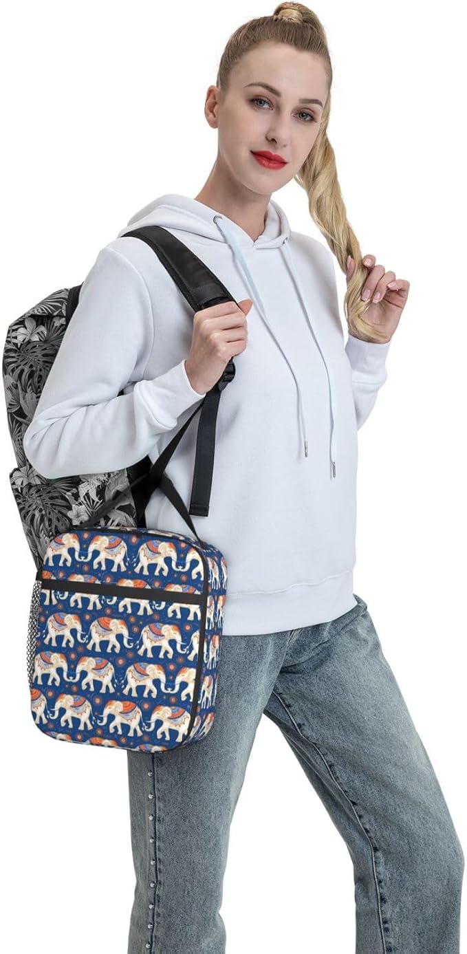 Elephant Lunch Box for Women Kids Girls Insulated Lunch Bag Lunchbox Adults Lunch Tote Bags Reusable Cooler for Work Office School Picnic Travel