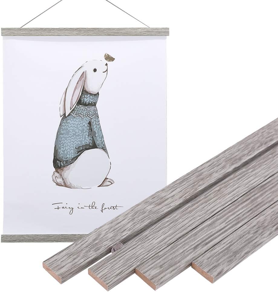 Artmag Magnetic Poster Hanger Frame, 27x40 27x41 27x32 Light Wood Wooden Magnet Canvas Artwork Print Poster Hangers Frames Hanging Kit (Grey, 27")