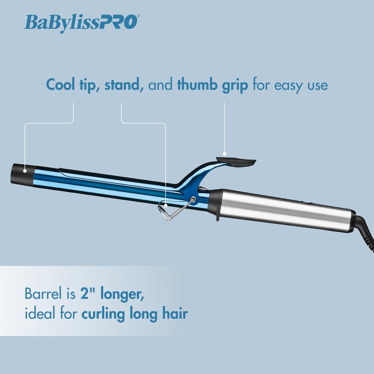 BaBylissPRO Nano Titanium 1 inch Curling Iron with Extended Barrel, Professional Spring Hair Curler for Medium to Longer Hair Ty