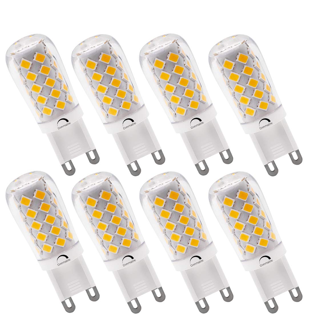 Kakemono Dimmable G9 Led Light Bulb 40Watts T4 Halogen Equivalent 4W 400Lm 2700K Warm White 120V Chandelier Lighting-8 Pack