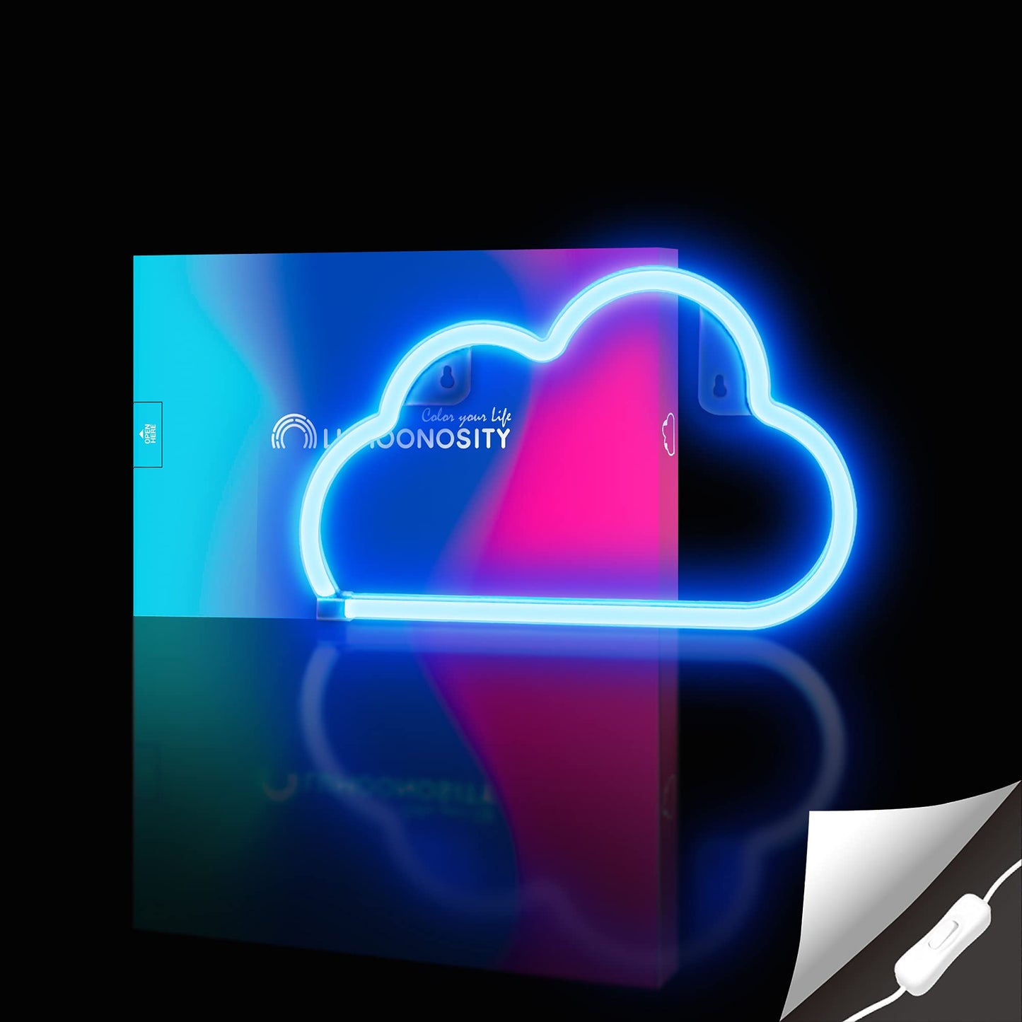 Lumoonosity Cloud Neon Sign - Usb Powered Blue Led Light For Wall Decor, Aesthetic Bedroom & Gaming Room - Model Nscloud