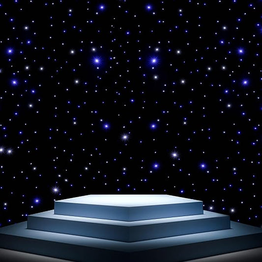 WUPYI LED Backdrop 10ft x 13ft LED Stage Sky Cloth Background Blue and White Star Curtain DMX Control for Wedding Party Ba...