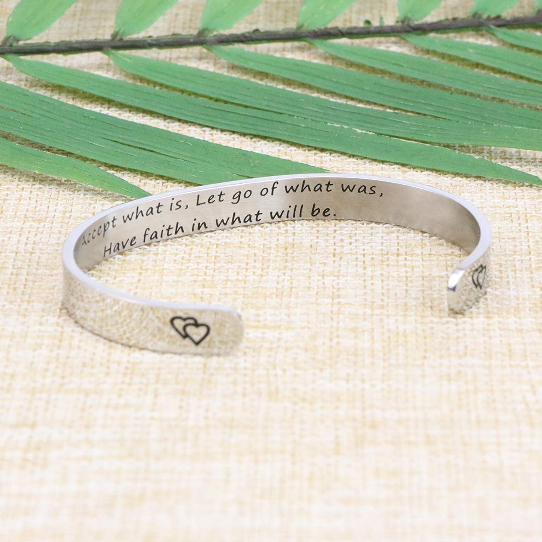 JoycuFF Christian Bracelets for Women Inspirational Encouragement Gift Accept What Is, Let Go of What Was, Have Faith in What Wi
