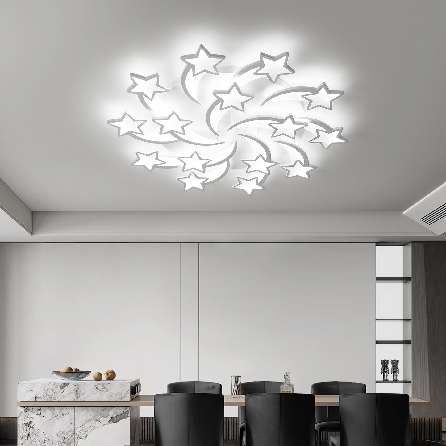 JAYMP Star Shaped Ceiling Light Dimmable LED Lamp Remote Control 100cm Iron White/15 Stars Model GB6097