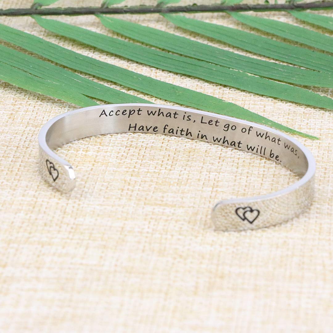 JoycuFF Christian Bracelets for Women Inspirational Encouragement Gift Accept What Is, Let Go of What Was, Have Faith in What Wi