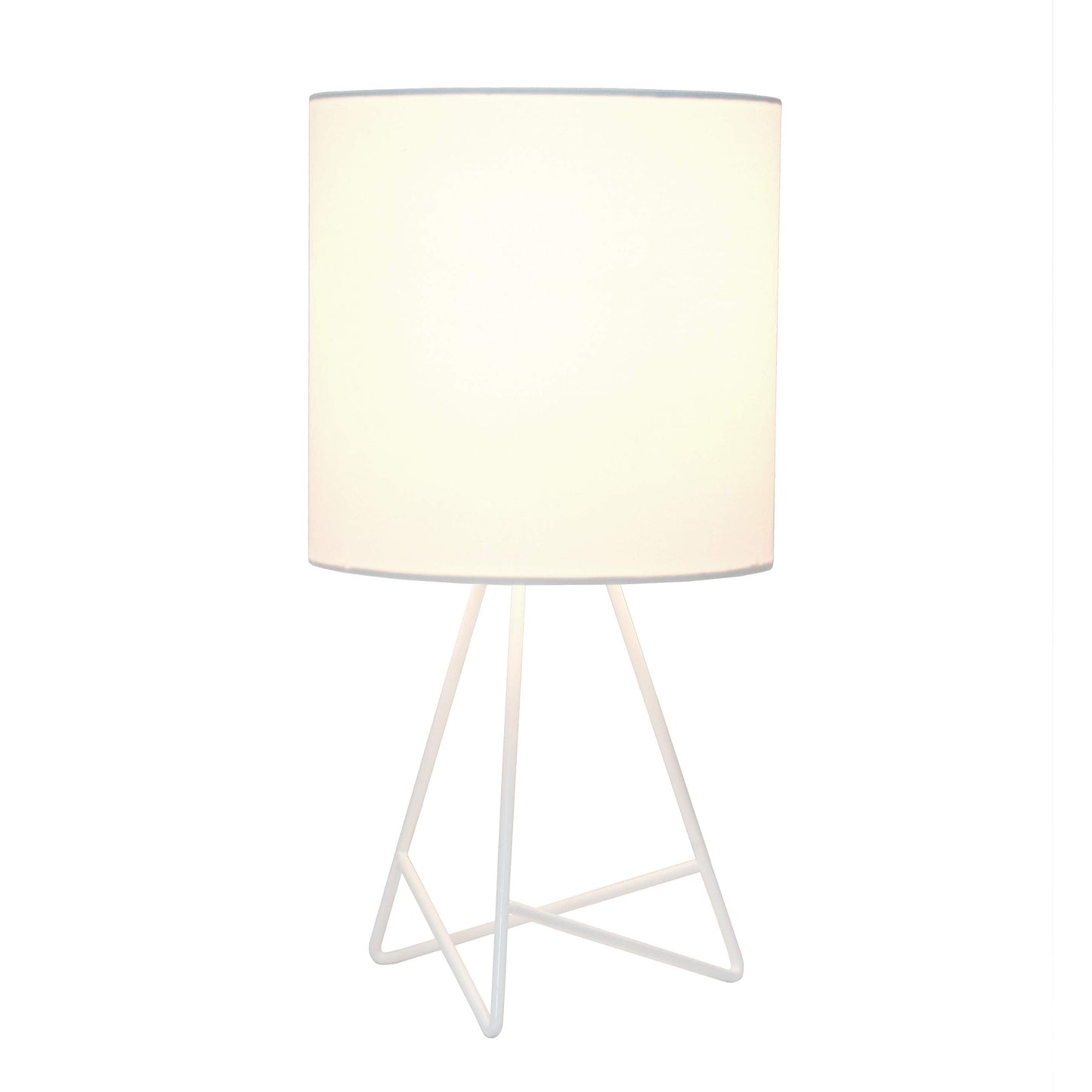 Simple Designs Lt2066-Wow 14 White Metal Table Lamp With Fabric Shade, No Bulb