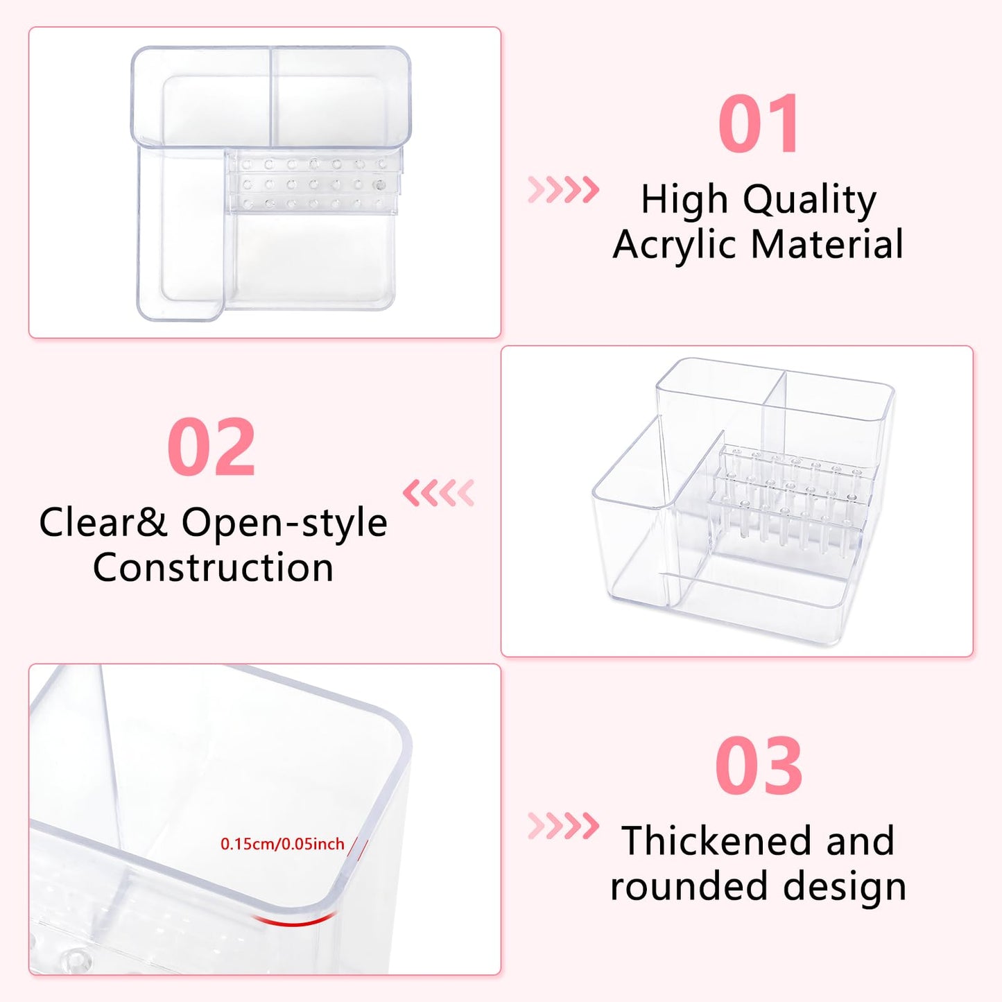 Nail Drill Holder, 21 Holes Nail Drill Machine & Bits Storage Box, Acrylic Nail Drill Bit Holder Professional Nail Tools Organiz