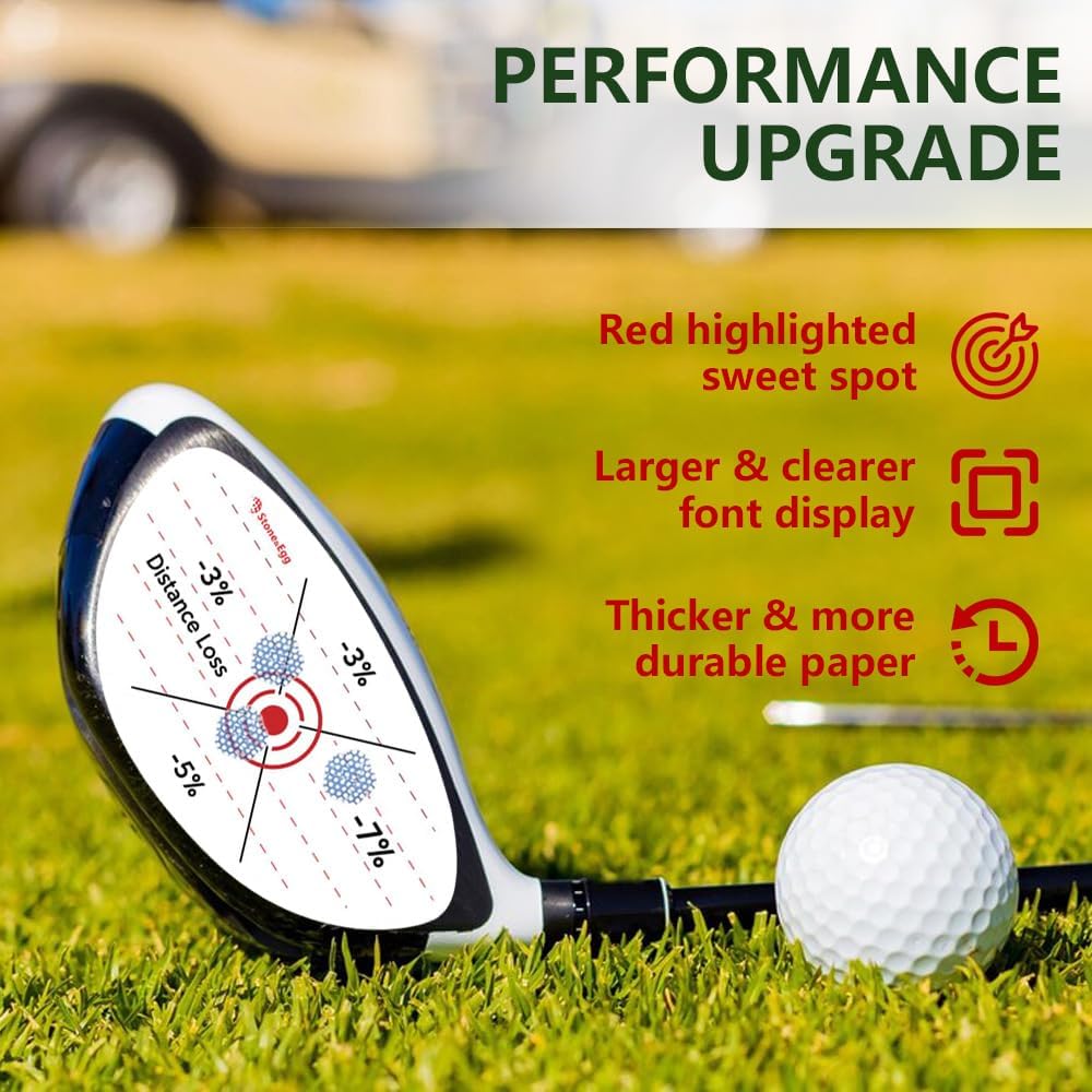 Golf Impact Tape, Self-Teaching Sweet Spot and Consistency Analysis, Golf Club Impact Stickers for Iron, Wood & Fairway Clubs, Non-Residue, Swing Training Aid Impact Labels