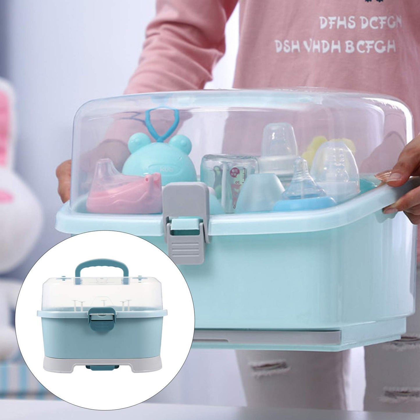 Baby Bottle Dryer 1Pc Portable Baby Bottle Drying Rack Storage Box Bottle Storage Box Organizer Case Portable Feeding Bottle Kitchen Cabinet for Home Travel Drainer
