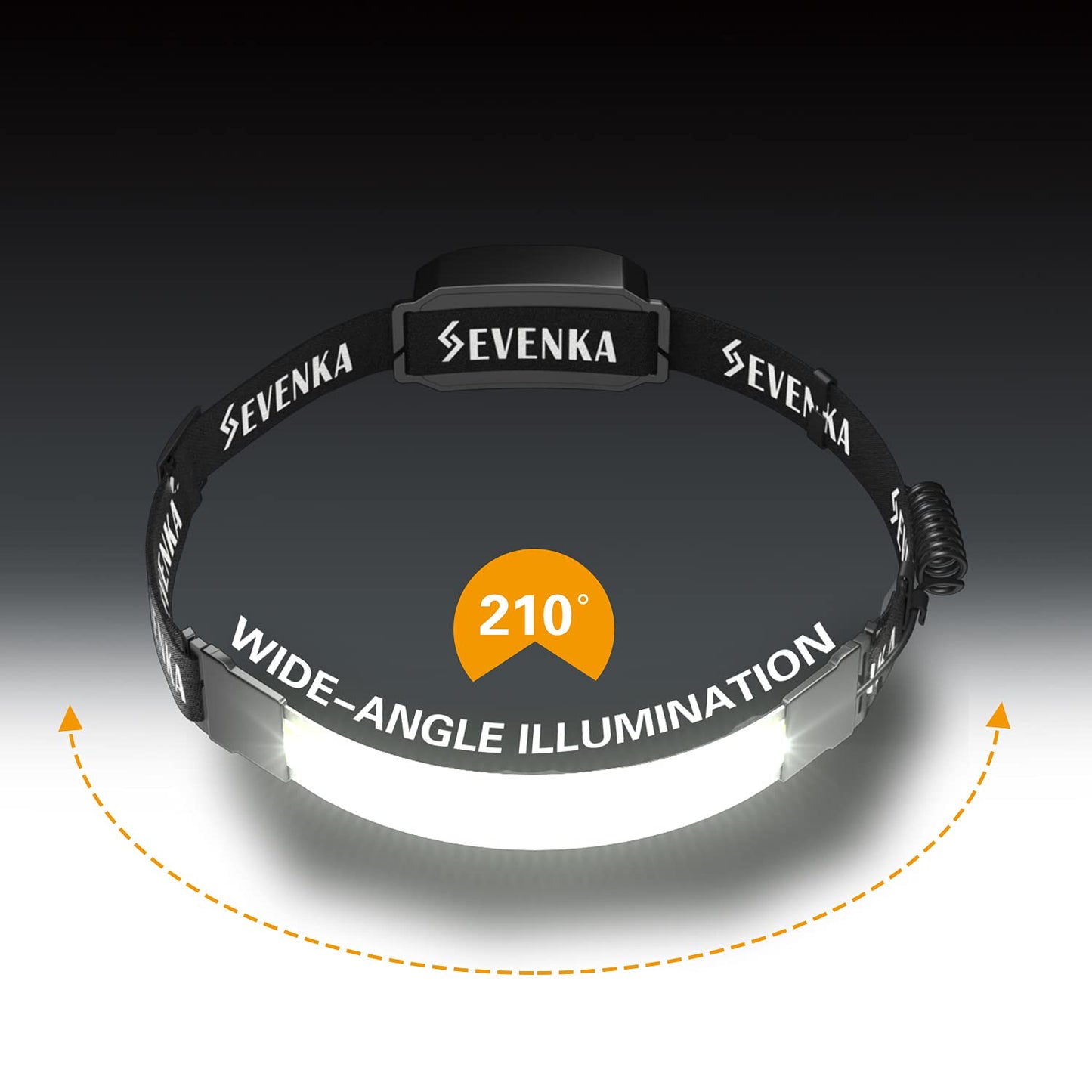 Sevenka Led Headlamp Rechargeable  Bright Headlamp Flashlight  Wide Beam  500 Lumen  210 Illumination Headband Light  3.8 Oz Lightweight Head Lamp With Clips For Hard Hat  Running  Camping  Hiking