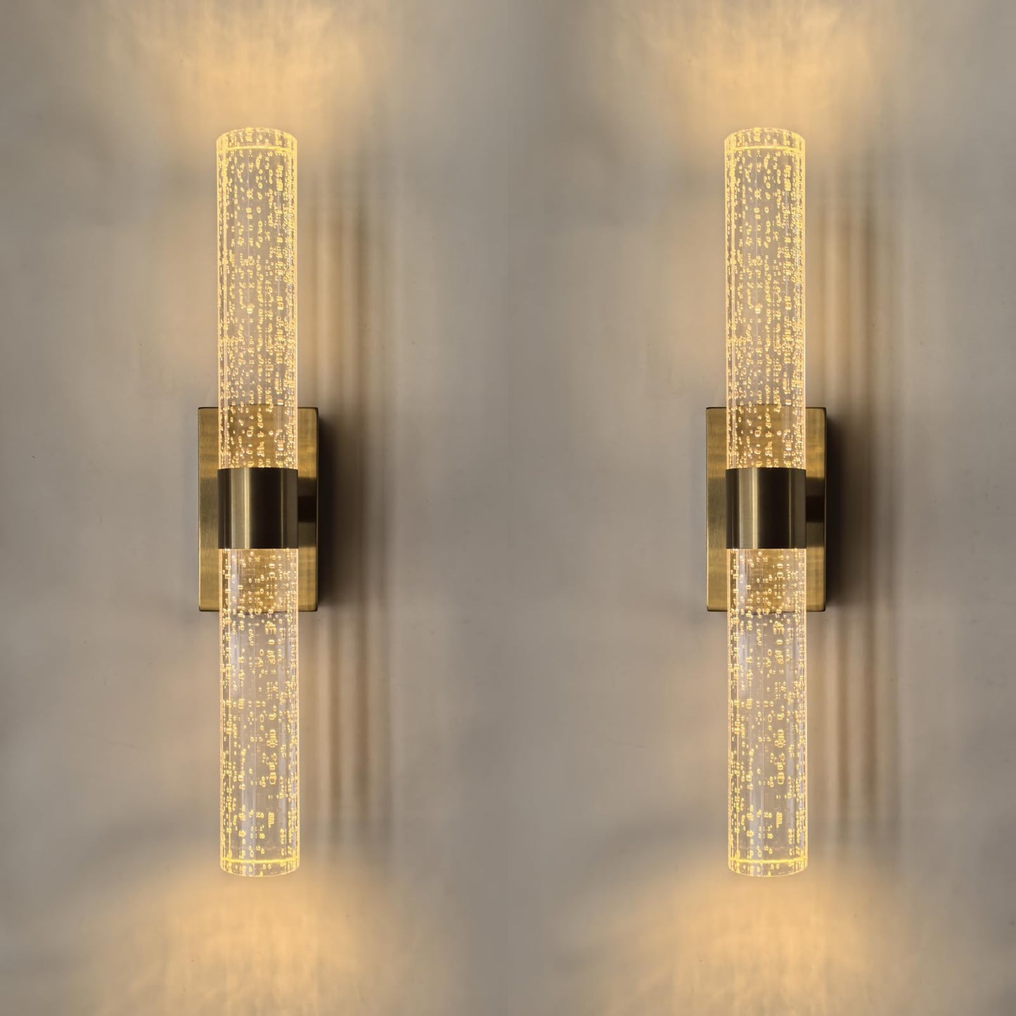 Reddragon Lighting Cordless Rechargeable Crystal Wall Sconces Set of 2, 15.5 Inch, Brushed Gold, Battery Operated