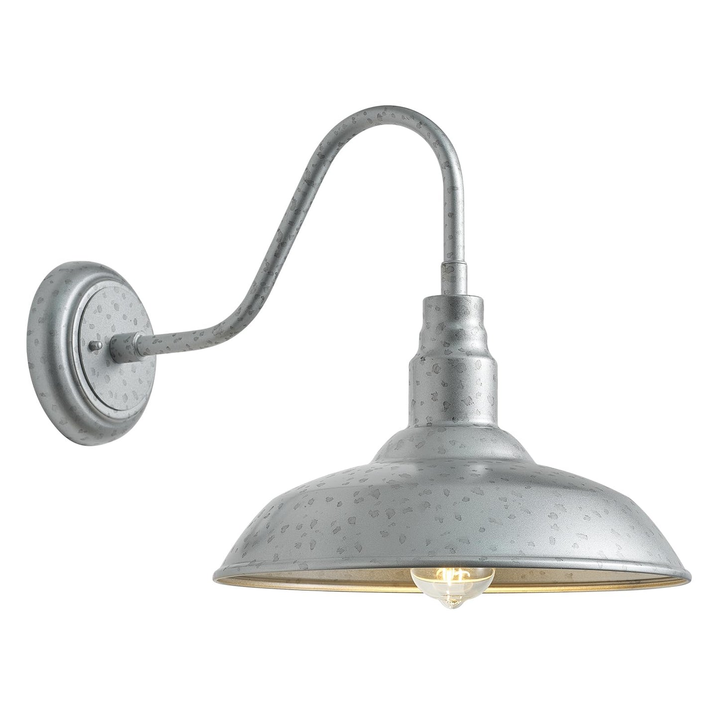 GOALPLUS 14in Gooseneck Barn Light Fixture, Galvanized Metal Wall Sconce, Model LM2202-SV, for Patio and Garage