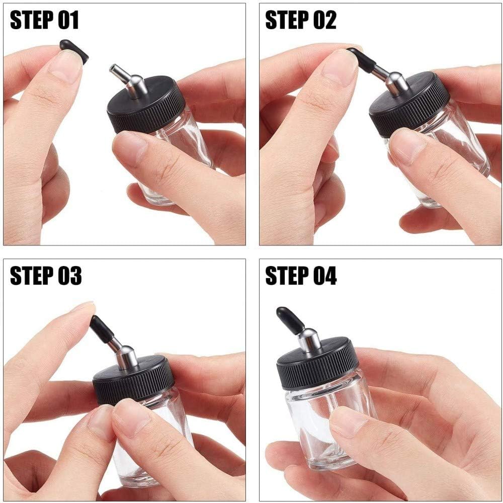 10PCS 22CC Airbrush Glass Bottles with Jar Caps for Master, Iwata Dual Action Airbrush