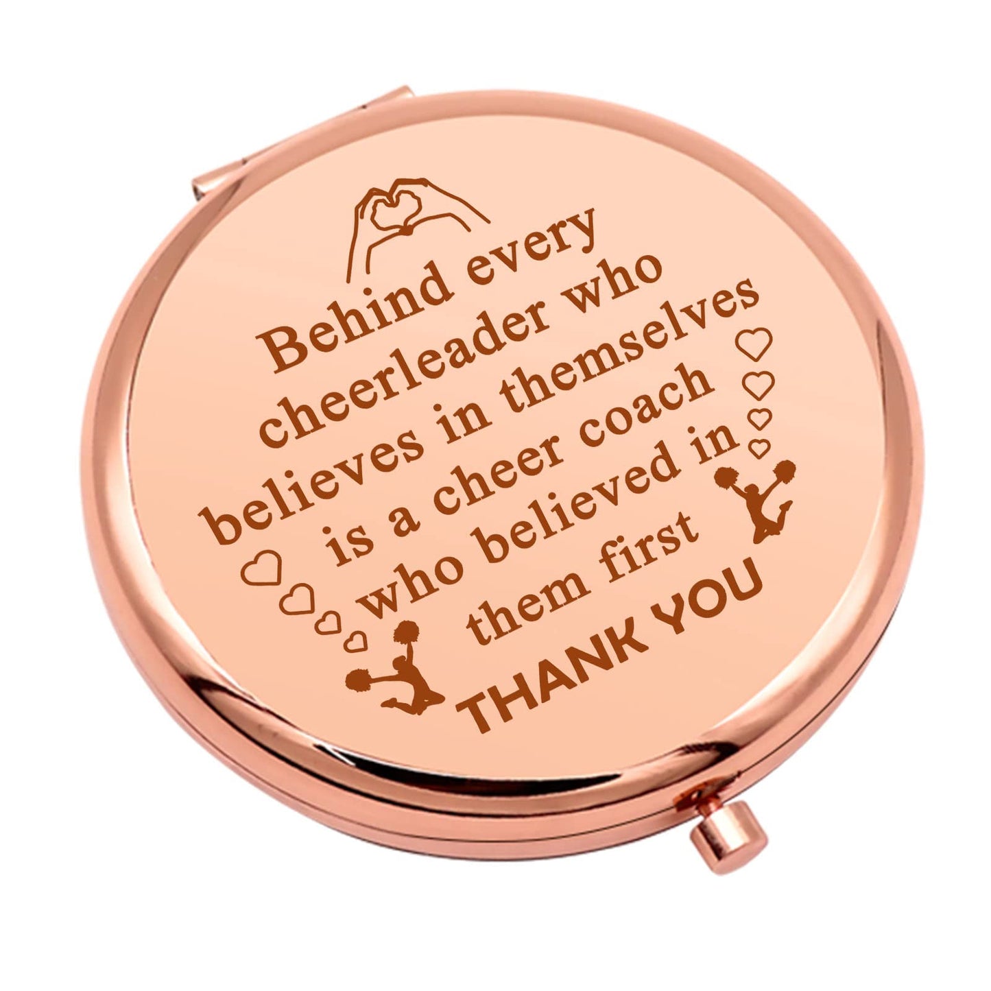 Cheer Coach Gift Rose Gold Compact Mirror Appreciation Gift for Cheerleading Coach Thank You Cheer Gifts from Cheerleader Foldin