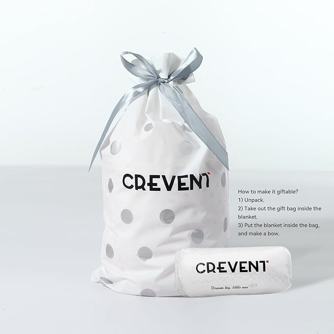 CREVENT 30"X40" Cozy Soft Warm Sherpa Baby Blanket for Girls Boys, Newborn Essentials for Infant, Baby Shower Receiving Gift - Ivory Bear 75X100cm + Gift Bag with Ribbon
