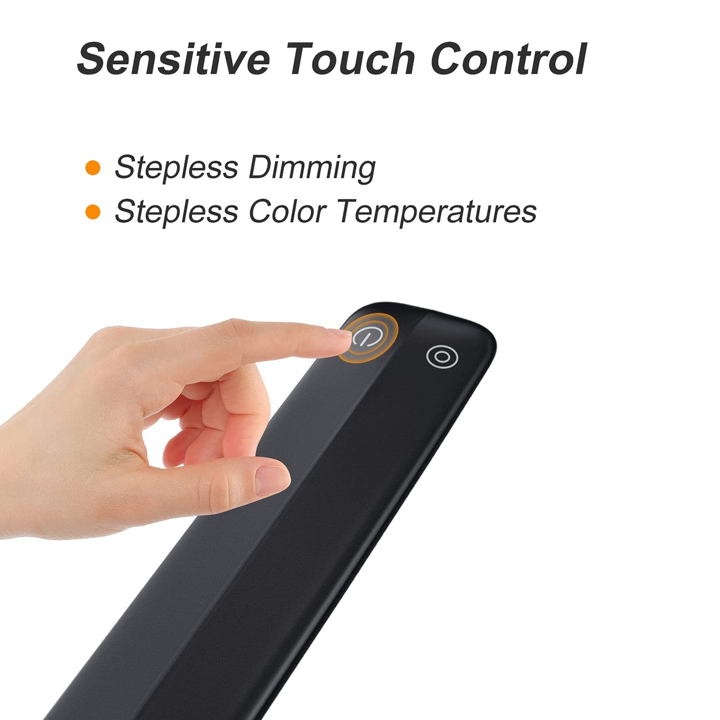 Youkoyi Led Desk Lamp - 10W Swing Arm, 5 Brightness Levels, 4 Color Modes, Touch Control, Gooseneck, Black, Model T7B
