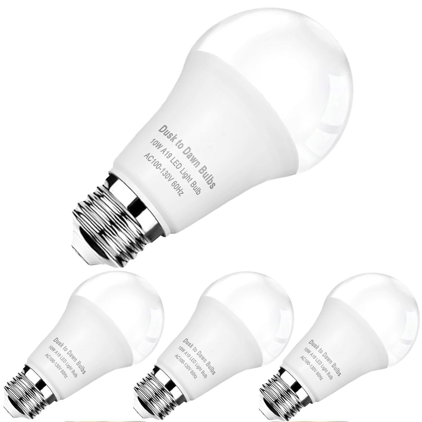 SETEN 4-Pack Dusk to Dawn LED Light Bulbs, 75W Equivalent, Daylight 5000K 1,100LM, Automatic On/Off Outdoor Light, E26 A19 10W Bright Porch Light Bulbs, for Indoor/Outdoor Yard Patio Garage Garden