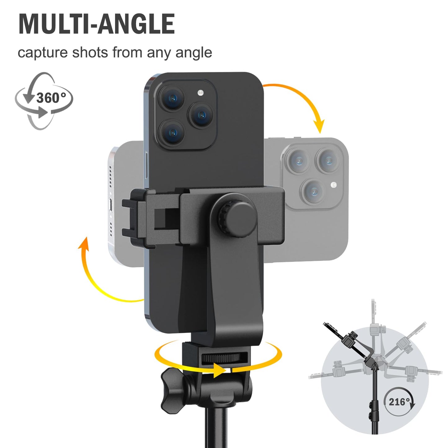 Liphisy 64    Tripod For Cell Phone & Camera, Phone Tripod With Remote And Phone Holder, Sturdy & Stable Height Adjustable Multi