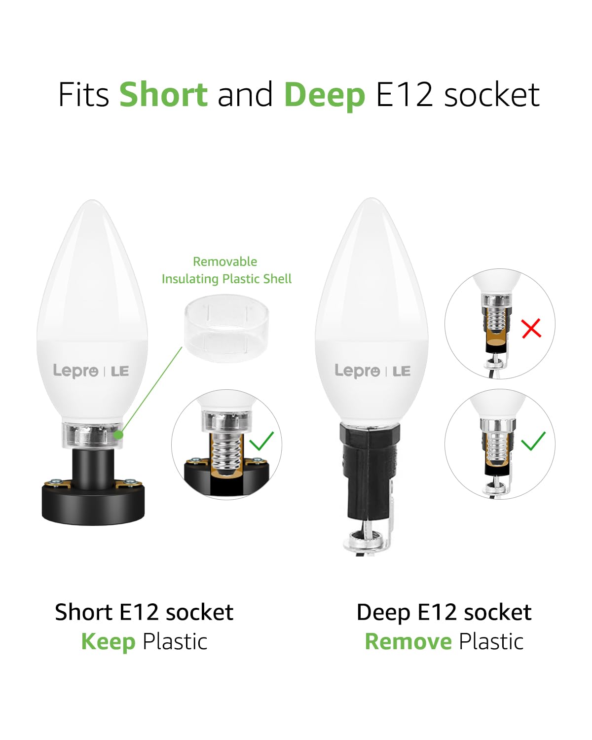 Lepro E12 Led Candelabra Bulbs, 5.5W 40W Equivalent, 6-Pack, Warm White, Frosted Plastic, Model 600052-Ww-Us-6