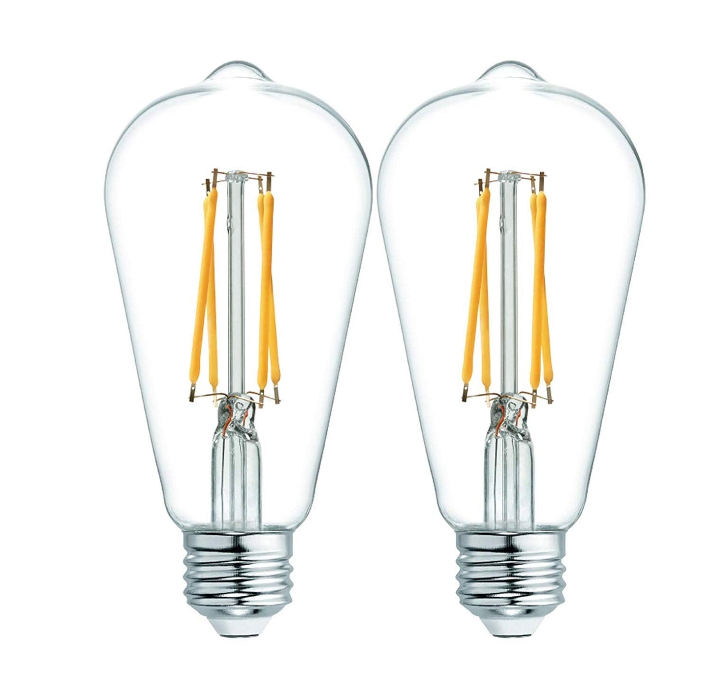GE Vintage Edison LED Light Bulbs, 6W (60W Equivalent), Dimmable, Clear Glass, 2 Count, Model 36566