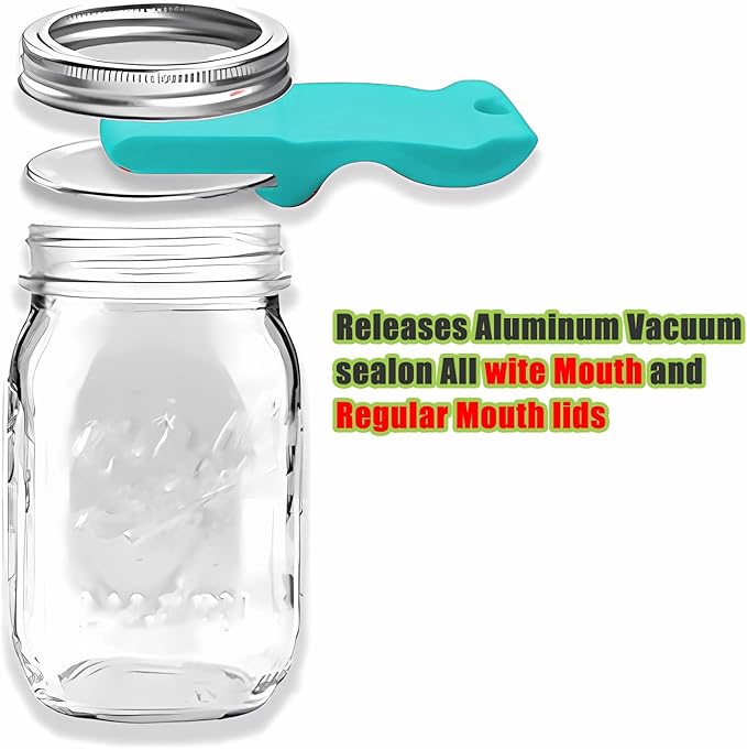 2pcs Canning Jar Opener with Magnets Mason Jar Opener Canning Tool Releases Vacuum Seal on Wide Mouth and Regular Mouth Lids (Blue)