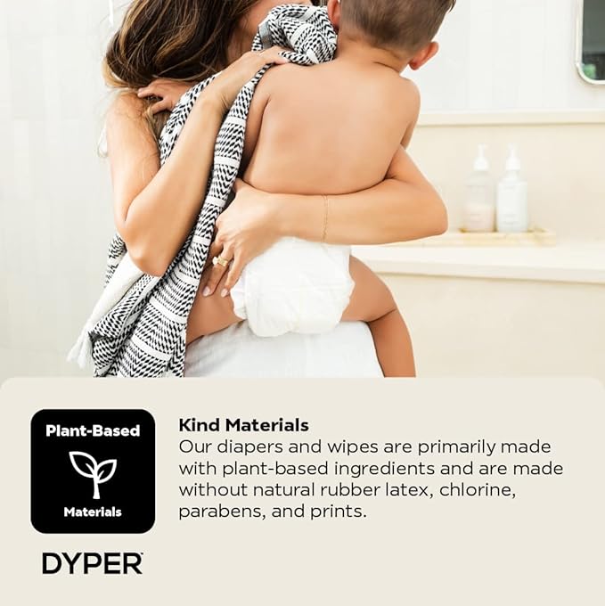 DYPER Baby Diapers Size 4 (144 Count) – Plant-Based, Hypoallergenic, Fragrance-Free & Ultra Absorbent Diapers for Day and Overnight Skin Protection, Value Pack Size 4 Diapers