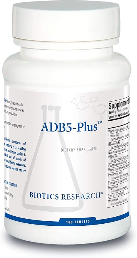 Biotics Research ADB5-Plus Support Healthy Adrenal Gland Function, Support Healthy Cortisol Levels, Positive Response to Stress, Healthy Energy Levels. 180 Tablets