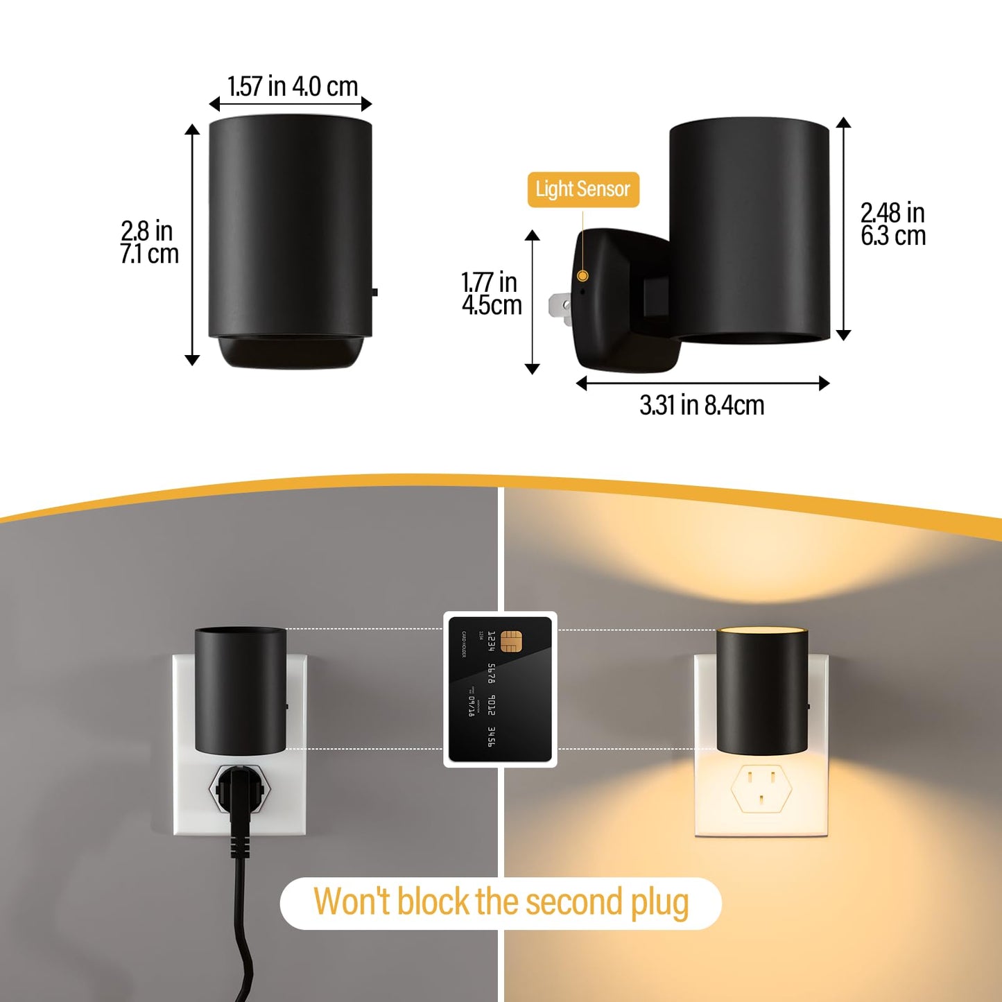 NOVELUX LED Night Light Plug-in, Dimmable, Warm 2700K, Wall Lights for Bedroom, Hallway, 4 Pack, Model NL-1.2W-2700