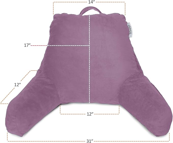 Nestl Reading Pillow Standard Bed Pillow, Back Pillow for Sitting in Bed Memory Foam Chair Pillow, Reading & Bed Rest Pillows Lavender Dream Back Pillow for Bed, Bed Chair Arm Pillow with Pockets